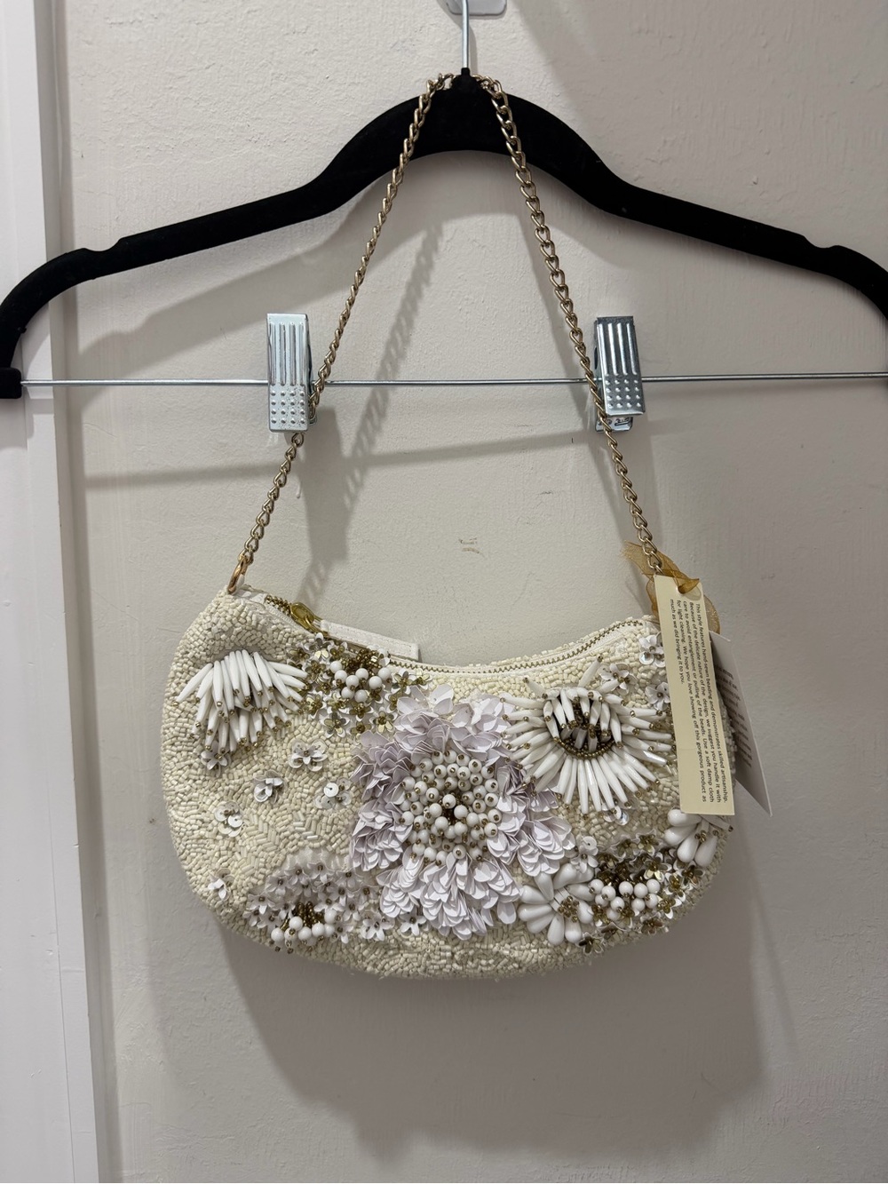 Beaded white bag